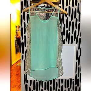 Ali & Kris - Light Teal Tank with Lace Insert